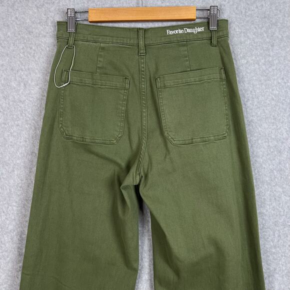 Favorite Daughter Green The Mischa Raw Hem Super High Waist Wide Leg Jean Sz 28 - Picture 6 of 12